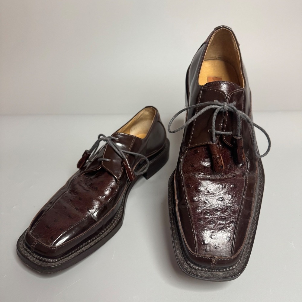 Florsheim Barletta Mens 10 D Brown Ostrich Print Tassel Oxford Shoes